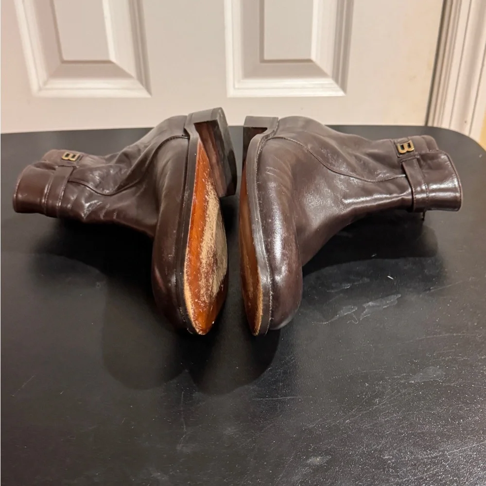 Bally Brown Leather Ankle Rudy Boots with Golden Buckle size 8.5